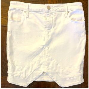 RTA white mini jeans skirt